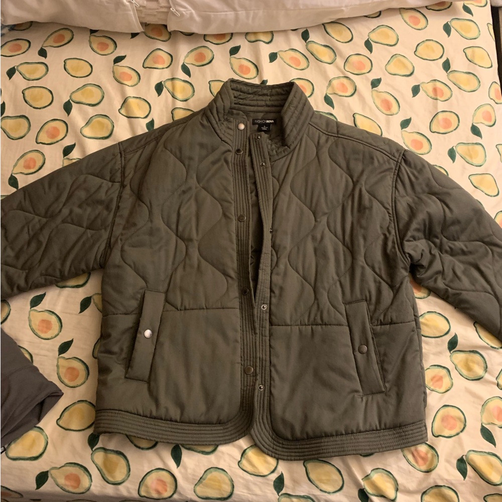 Fashion Nova Men's Olive Quilted Jacket